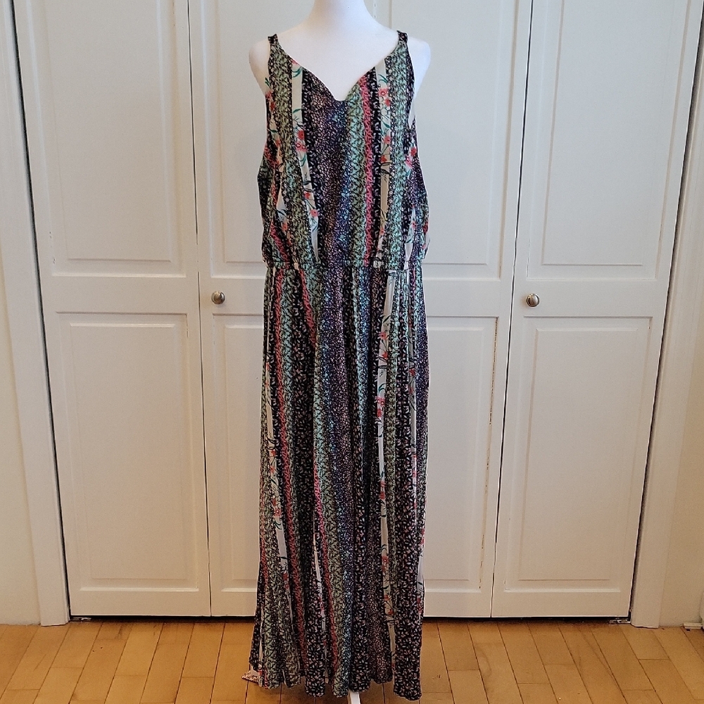 Style & Co. Multicolor Striped Maxi Dress with Black Base